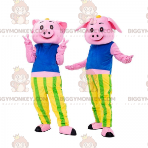 2 porcos cor de rosa, fantasias de porco, casal de porcos –