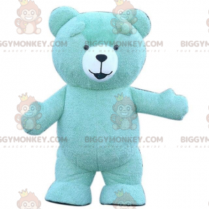 Big Blue Teddy BIGGYMONKEY™ maskotkostume, blå bjørnekostume -