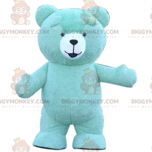Στολή μασκότ Big Blue Teddy BIGGYMONKEY™, στολή μπλε αρκούδας -