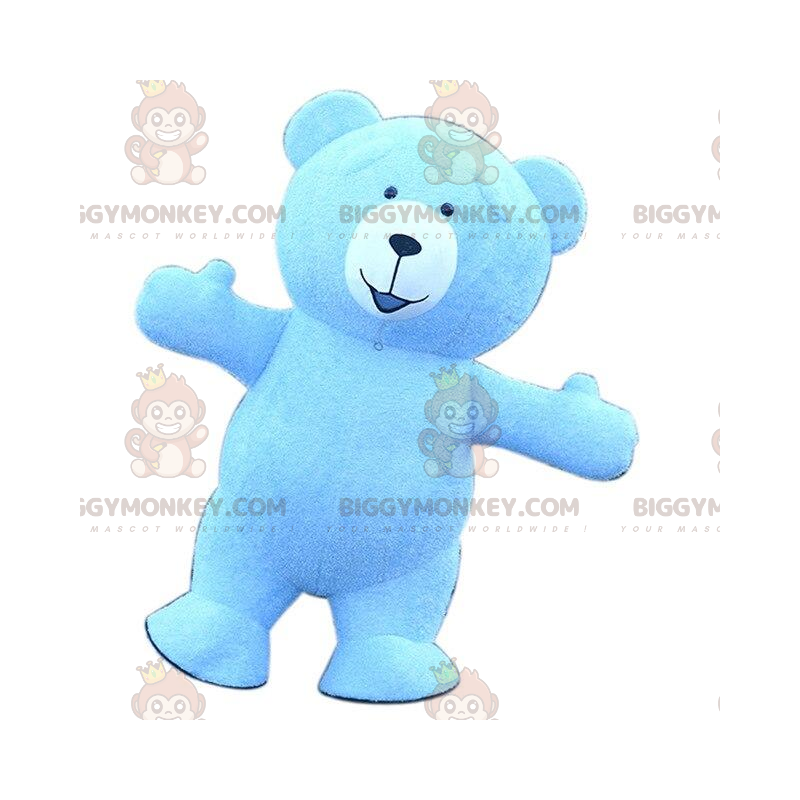 Big Blue Teddy BIGGYMONKEY™ maskotkostume, blå bjørnekostume -