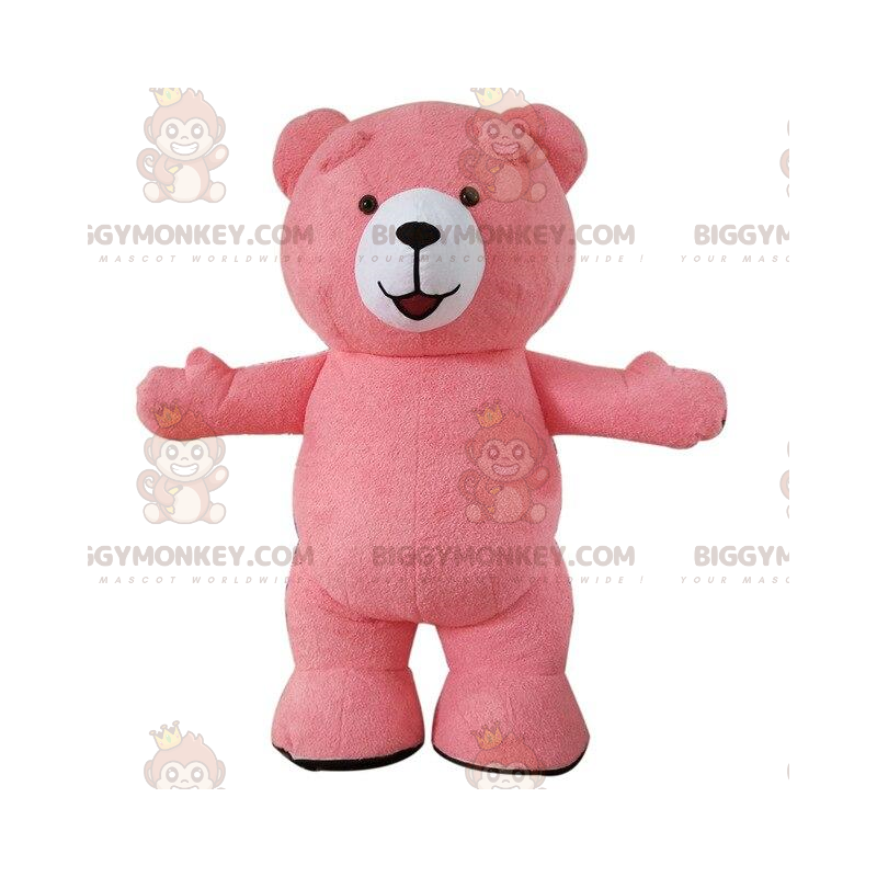 Στολή μασκότ Big Pink Bear BIGGYMONKEY™, στολή ροζ αρκουδάκι -