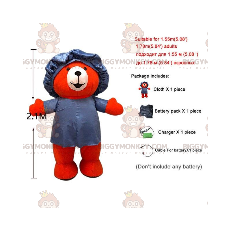 Costume da mascotte da orsacchiotto rosso BIGGYMONKEY™ con