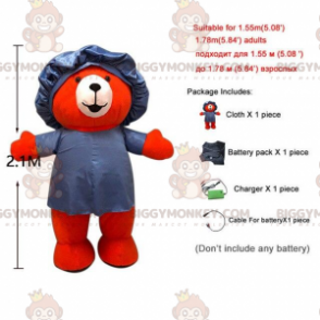 Red teddy BIGGYMONKEY™ mascot costume with swim cap, bear