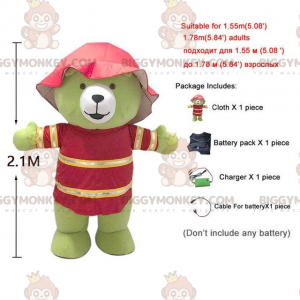 Opblaasbaar groen teddy BIGGYMONKEY™-mascottekostuum