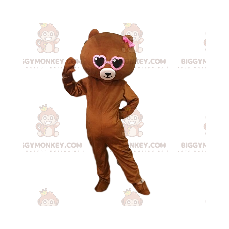 BIGGYMONKEY™ costume mascotte di orsacchiotto marrone con