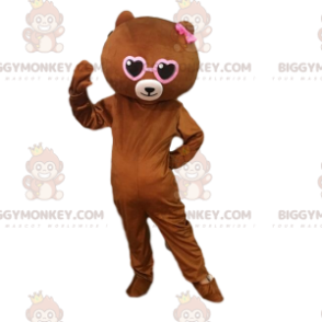 BIGGYMONKEY™ costume mascotte di orsacchiotto marrone con