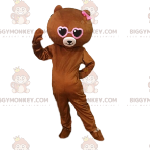 Kostým maskota BIGGYMONKEY™ hnědého medvídka se srdíčky