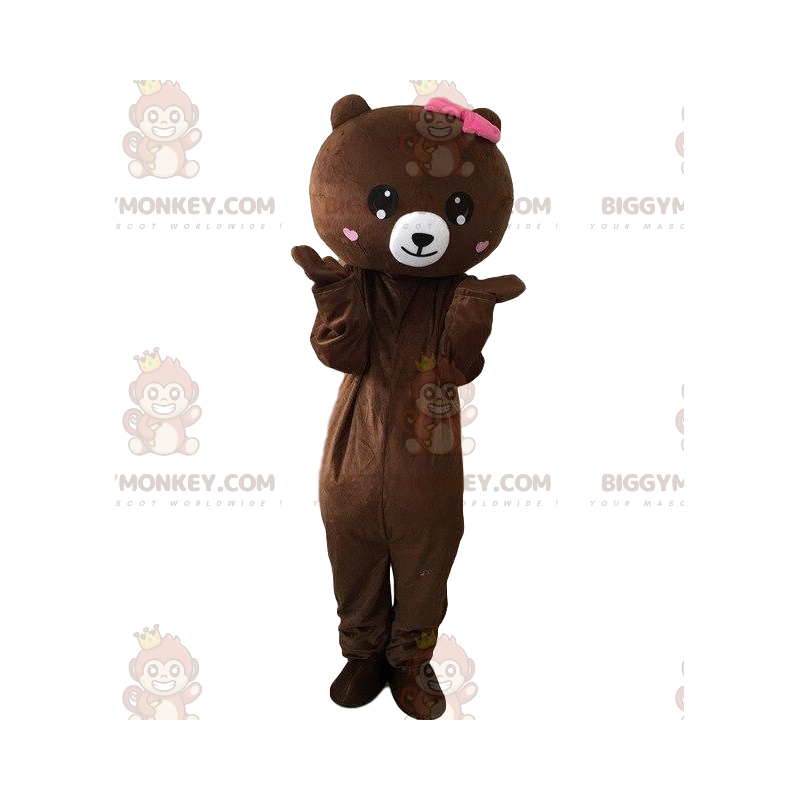 BIGGYMONKEY™ mascot costume plush teddy bear with hearts, bear