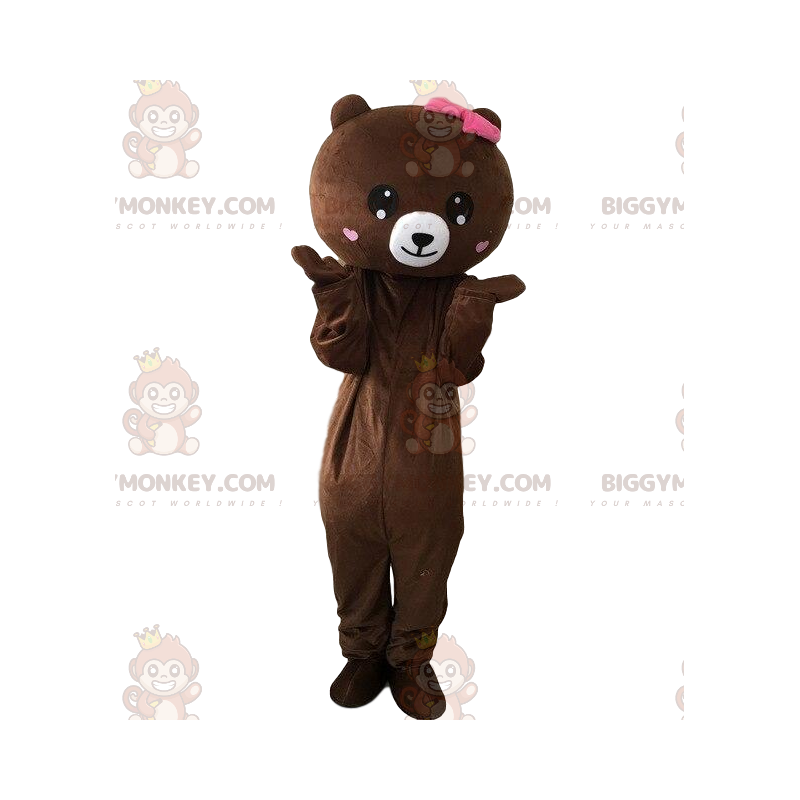 Kostým maskota BIGGYMONKEY™ plyšový medvídek se srdíčky, kostým