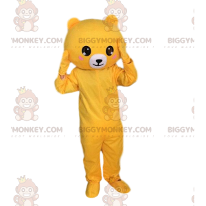 Gelb-weißer Teddybär BIGGYMONKEY™ Maskottchen-Kostüm