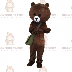 Bear BIGGYMONKEY™ mascot costume with a bag, plush teddy bear