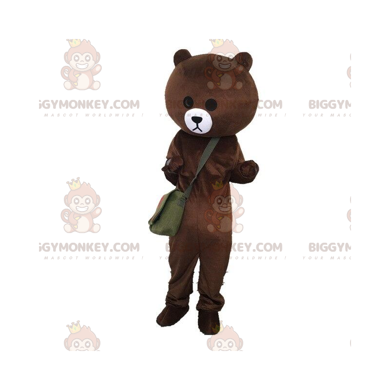 Bear BIGGYMONKEY™ mascot costume with a bag, plush teddy bear