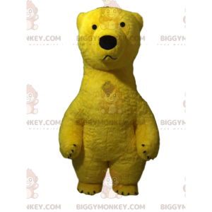 Uppblåsbar gul nalle BIGGYMONKEY™ maskotdräkt, gul björndräkt -
