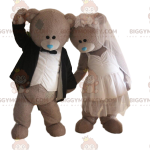 2 Novia y novio Mascota de BIGGYMONKEY™, pareja de osos, traje