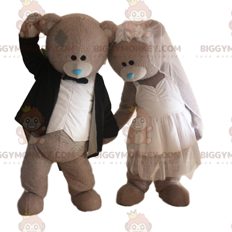 2 Bride and Groom BIGGYMONKEY™s Mascot, Bear Couple, Wedding