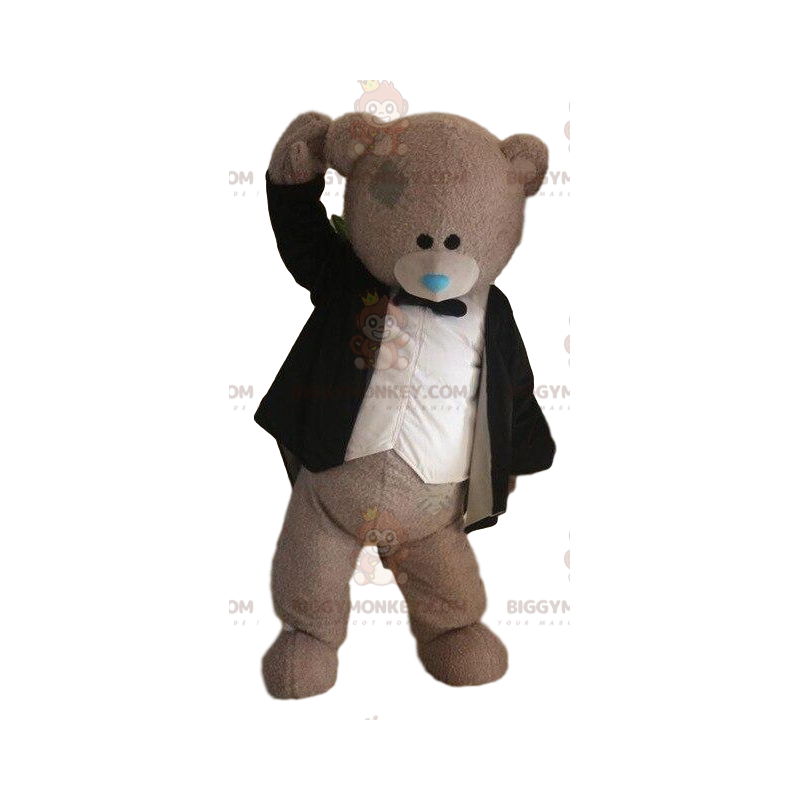 Kostým maskota šedého medvěda BIGGYMONKEY™, kostým ženicha