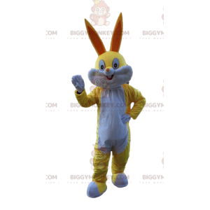 Costume de mascotte BIGGYMONKEY™ de lapin jaune et blanc