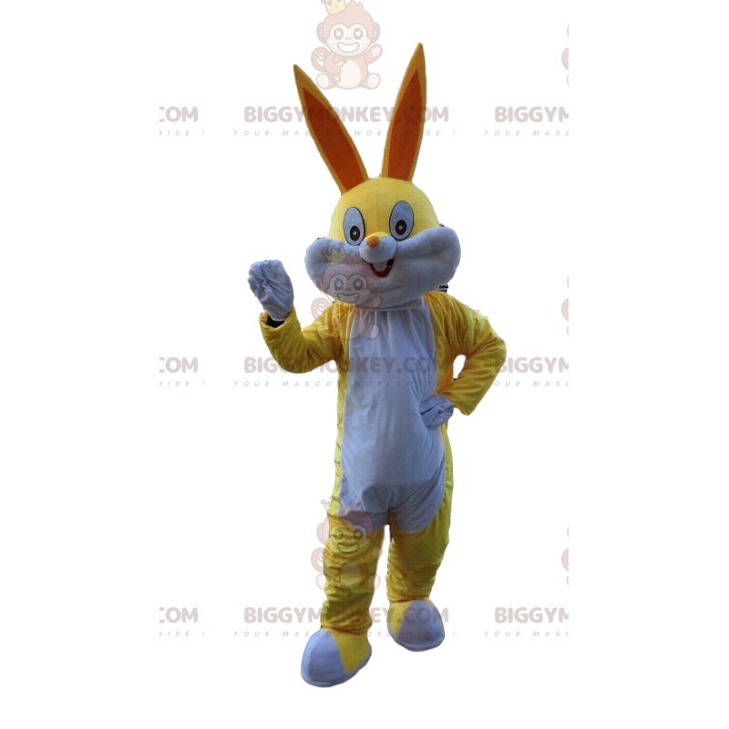 BIGGYMONKEY™ mascot costume yellow and white rabbit, Bugs Bunny