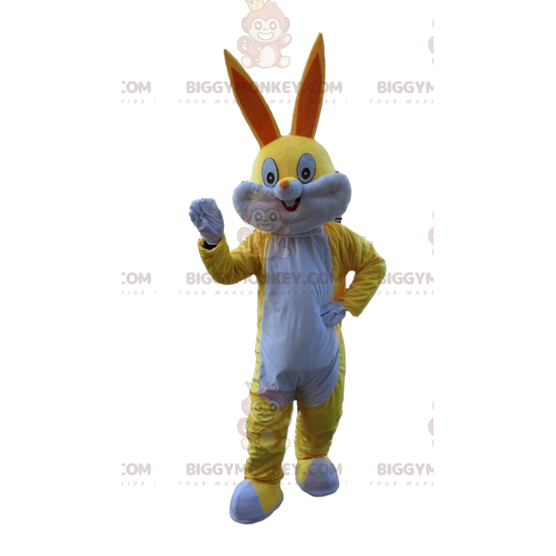 Disfraz de mascota BIGGYMONKEY™ conejo amarillo y blanco