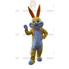 Costume de mascotte BIGGYMONKEY™ de lapin jaune et blanc