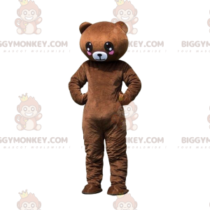 BIGGYMONKEY™ costume mascotte di orsacchiotto marrone con