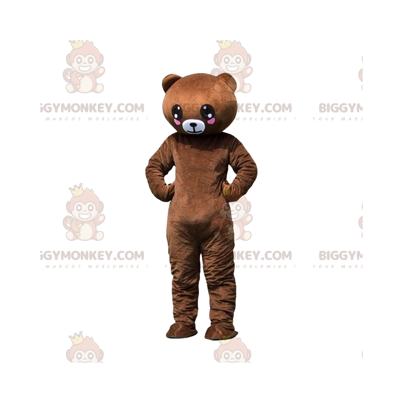 BIGGYMONKEY™ mascottekostuum van bruine teddybeer met hartjes