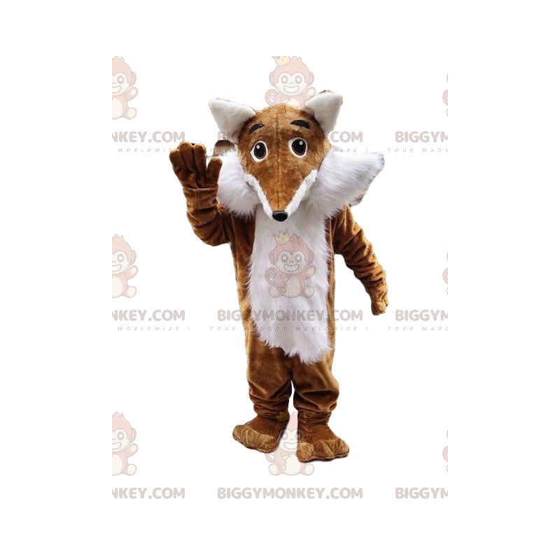 BIGGYMONKEY™ Maskottchenkostüm brauner und weißer Fuchs, Pelz