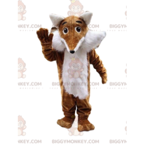 BIGGYMONKEY™ mascot costume brown and white fox, furry, fox