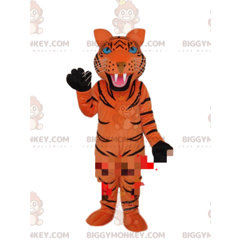 BIGGYMONKEY™ costume da mascotte di tigre arancione con strisce