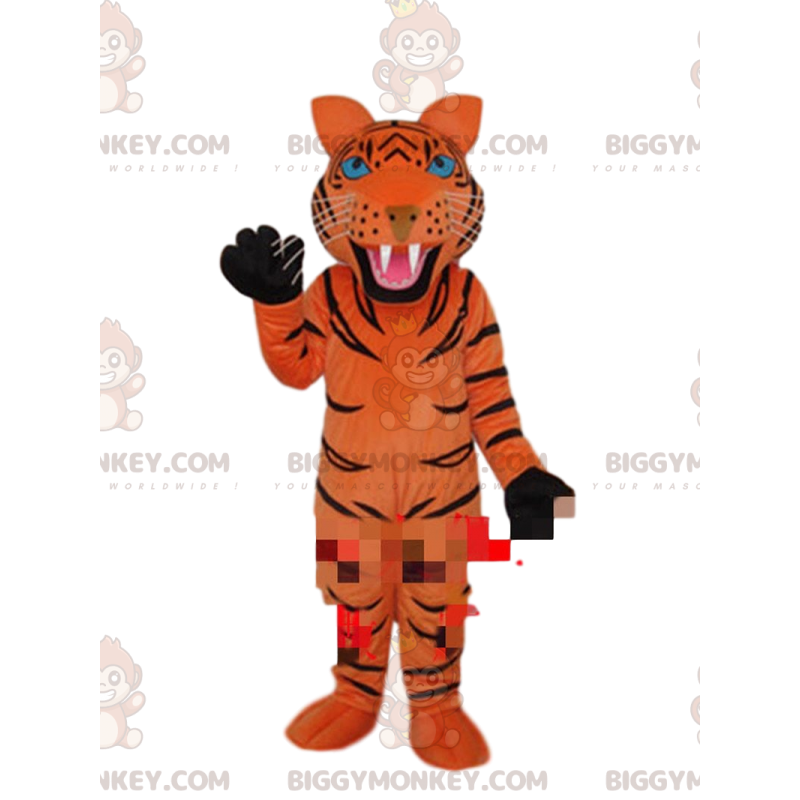 BIGGYMONKEY™ Maskottchenkostüm orangefarbener Tiger mit