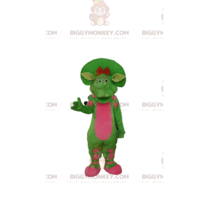 Green and pink dinosaur BIGGYMONKEY™ mascot costume