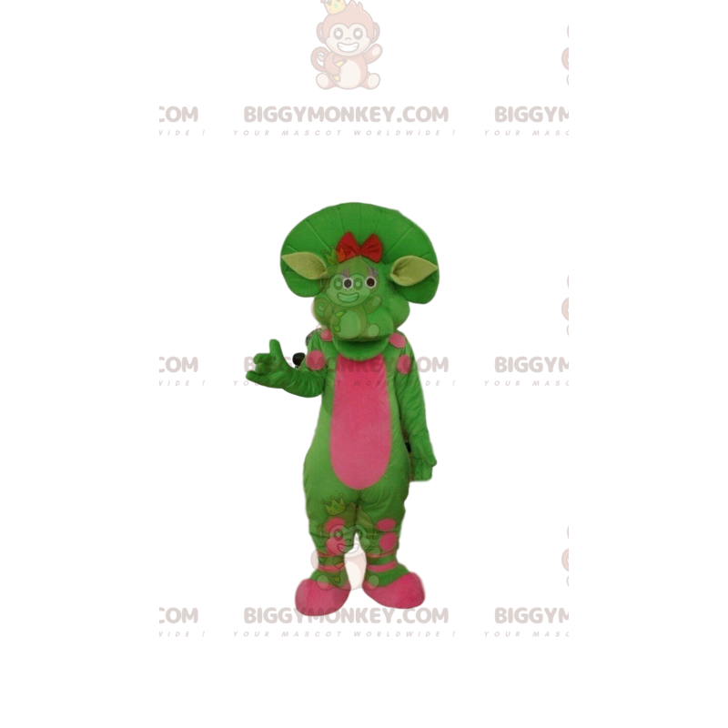 Grüner und rosa Dinosaurier BIGGYMONKEY™ Maskottchenkostüm