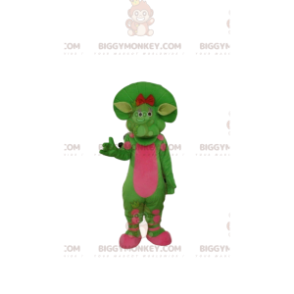 Costume mascotte BIGGYMONKEY™ dinosauro verde e rosa, costume