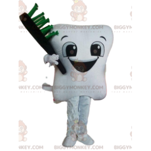 Traje de mascote White Tooth BIGGYMONKEY™ com escova de dentes