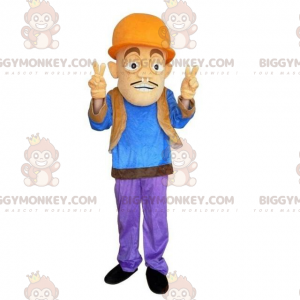 Traje de mascote de homem trabalhador BIGGYMONKEY™ com capacete