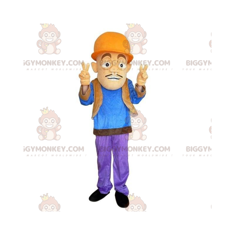 BIGGYMONKEY™ Worker Man Mascot Costume With Hard Hat -