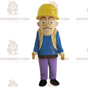 BIGGYMONKEY™ Bauarbeiter-Maskottchen-Kostüm mit Schutzhelm -