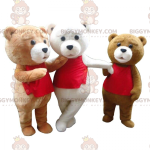 3 berenmascotte BIGGYMONKEY™s, teddybeerkostuums, 3 teddyberen