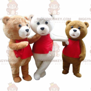 3 bjørnemaskot BIGGYMONKEY™s, bamsekostumer, 3 bamser -