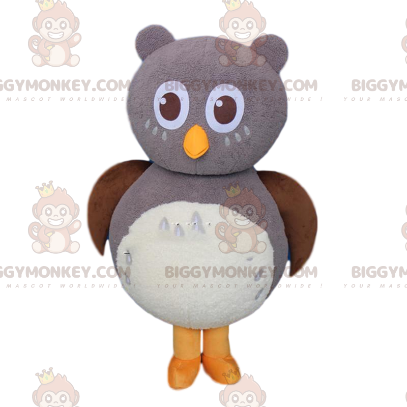 Gigantische grijze en witte uil BIGGYMONKEY™ mascottekostuum