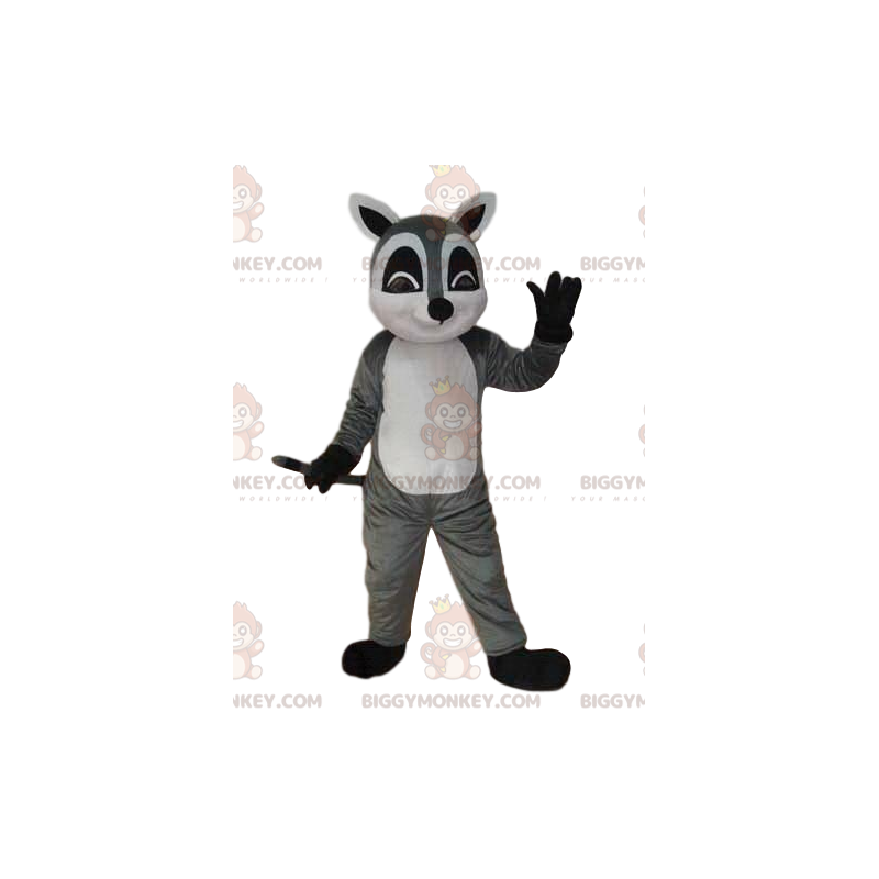 BIGGYMONKEY™ maskotdräkt grå och vit lemur, skunkdräkt -
