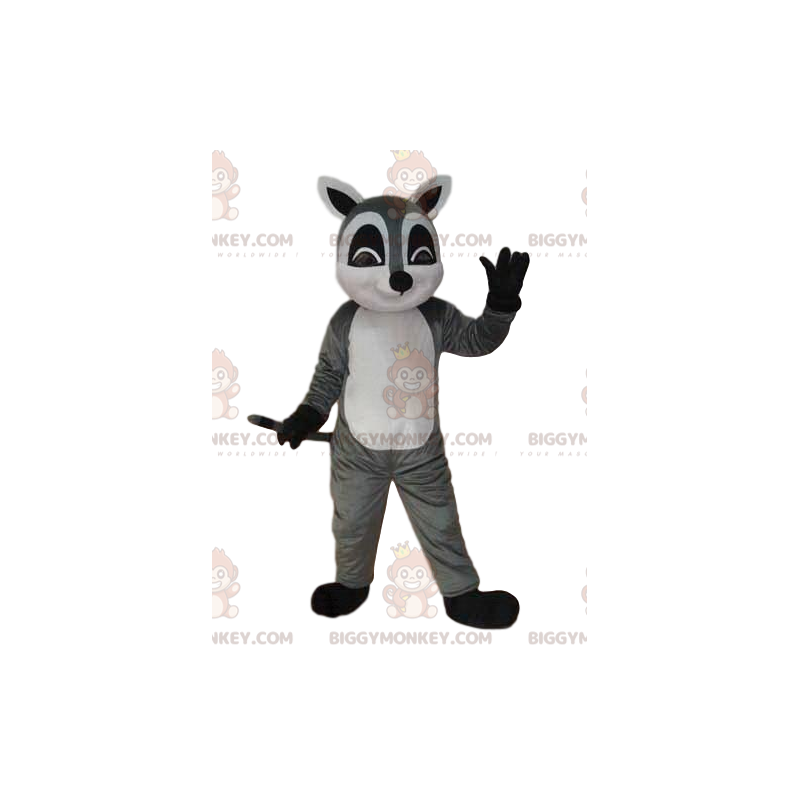 Costume de mascotte BIGGYMONKEY™ de lémurien gris et blanc