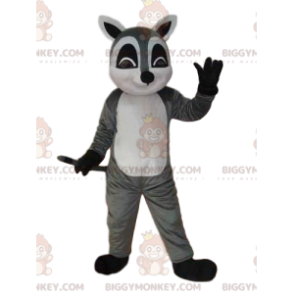 Costume de mascotte BIGGYMONKEY™ de lémurien gris et blanc