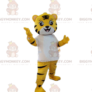 BIGGYMONKEY™ mascottekostuum van gele, witte en zwarte tijger