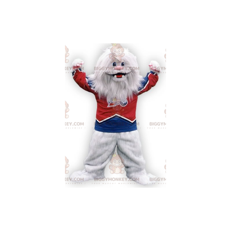 Furry White Monster White Yeti BIGGYMONKEY™ Mascottekostuum -