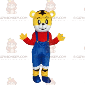 BIGGYMONKEY™ mascot costume of yellow tiger in colorful outfit