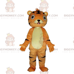 Fantasia de mascote BIGGYMONKEY™ de tigre laranja e preto