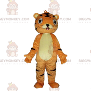 Orange og sort tiger BIGGYMONKEY™ maskotkostume, orange