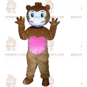 BIGGYMONKEY™ costume mascotte di scimmia marrone con cuore