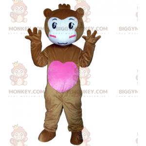 BIGGYMONKEY™ mascot costume of brown monkey with a heart